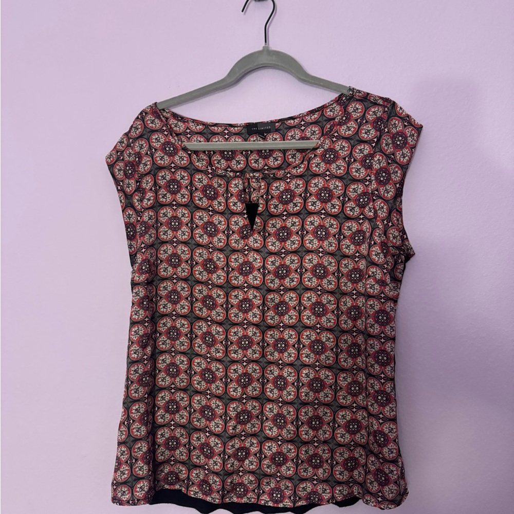The Limited Women's Geometric Blouse - Black and Red